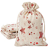 Christmas Jute Cloth Star Print Storage Pouches ABAG-WH0048-12B-1