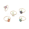 Copper Wired Gemstone Finger Rings RJEW-JR00976-2