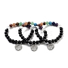 Natural Obsidian Round Beaded Chakra Stretch Bracelets BJEW-K251-01F-1