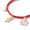 Heart Envelope Rose Alloy Enamel Charm Bracelet BJEW-JB08682-02-5