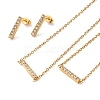 Rectangle 304 Stainless Steel Rhinestone Pendant Necklaces & Bracelets & Stud Earrings Sets for Women SJEW-C004-08G-2