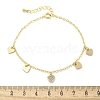 Brass Micro Pave Clear Cubic Zirconia Charm Bracelets for Women BJEW-C083-07G-5