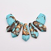 Assembled Bronzite and Synthetic Turquoise Beads Strands G-P297-K01-1