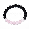 Natural Rose Quartz Beads Stretch Bracelets BJEW-R309-02-A05-1