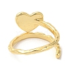 Textured Heart Brass Open Cuff Rings for Women RJEW-U008-29G-3