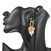 Natural Nucleated Baroque Keshi Pearl & Brass & 202 Stainless Steel & Glass Hoop Dangle Earrings EJEW-JE07262-2