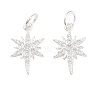 925 Sterling Silver Micro Pave Clear Cubic Zirconia Star Charms with Jump Rings STER-K181-06S-1