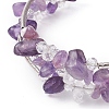 Natural Amethyst Chip & Glass & Brass Tube Beaded Bangles for Women BJEW-JB11265-01-3