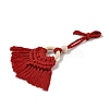 Handmade Macrame Nylon Thread Pendant Decorations with Wood Beads HJEW-P019-03C-3