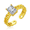 Golden Brass Micro Pave Cubic Zirconia Open Cuff Rings EP4174-3-1