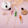 Kissitty 6Pcs 6 Colors Schima Wood & Cotton Cord Keychain KEYC-KS0001-03-6