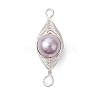 Copper Wire Wrapped Shell Pearl Connector Charms PALLOY-JF03114-4