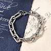 304 Stainless Steel Cable Chain Bracelets for Women Men BJEW-F488-67P-1