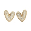 Brass Micro Pave Clear Cubic Zirconia Stud Earrings for Women EJEW-F352-06G-2