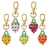 Glass Seed Beaded Strawberry Pendant Decoration HJEW-MZ00160-2