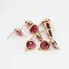 Real 18K Gold Plated Tone Brass Glass Stud Earring Findings X-GLAA-J023-07G-1