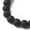 9mm Round Natural Lava Rock Chakra Beaded Stretch Bracelets for Women BJEW-JB10890-4