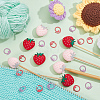  8Pcs 2 Colors Strawberry Silicone Beads Knitting Needle Protectors/Knitting Needle Stoppers DIY-NB0010-42-4