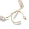 Natural Rose Quartz Braided Round Bead Bracelets BJEW-K251-06E-4