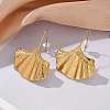 Ion Plating(IP) 304 Stainless Steel Ginkgo Leaf Dangle Earrings for Women EJEW-K243-03G-1