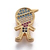 Brass Micro Pave Cubic Zirconia Slide Charms ZIRC-F094-24-RS-2