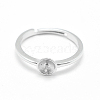 Anti-Tarnish Rhodium Plated 925 Sterling Silver Finger Ring Components STER-E060-15P-4