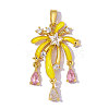 Brass Micro Pave Pink Cubic Zirconia Pendants CU-OY001-69G-3