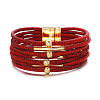 Imitation PU Leather Cord Multi-strand Bracelets for Women Girl WG4D46A-08-1