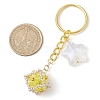 Glass Seed Bead Cube with Acrylic Star Keychain KEYC-MZ00027-03-3