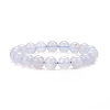 Natural Blue Chalcedony Round Beaded Stretch Bracelet for Women BJEW-JB09088-1