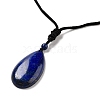 Gemstone Pendant Necklace with Nylon Cord for Women NJEW-L464-A-3