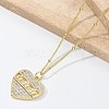 Brass Micro Pave Clear Cubic Zirconia Hollow Star Heart Pendant Necklaces for Women NJEW-M088-01G-02-5