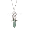 Natural & Synthetic Mixed Gemstone Bullet Pendant Necklace NJEW-JN04513-3