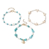 3Pcs 3 Styles Starfish Synthetic Magnesite & Turquoise Beaded Anklets AJEW-TA00030-4