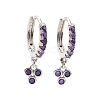 Purple Cubic Zirconia Grape Dangle Hoop Earrings EJEW-C030-12P-1