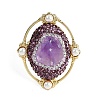 Oval Natural Amethyst & Rhinestone Finger Rings RJEW-P128-03G-A-2