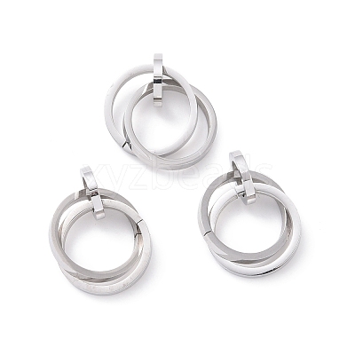 Tarnish Resistant 304 Stainless Steel Interlocking Ring Pendants STAS-E090-90P-1