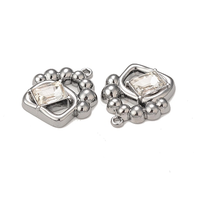 Rack Plating Alloy Glass Pendants PALLOY-P291-15B-01-1