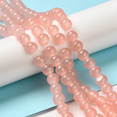 Baking Paint Imitation Jade Glass Round Bead Strands X-DGLA-Q021-8mm-03-1