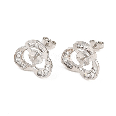 Brass Micro Pave Cubic Zirconia Stud Earring Finding CU-CBAA5EE-01P-1