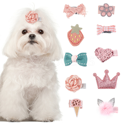 2 Sets Cute Polyester & Cotton Hair Clips Set OHAR-OC0001-04-1