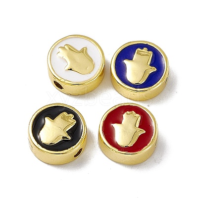 Real 18K Gold Plated Brass Enamel Beads KK-F814-05G-M-1