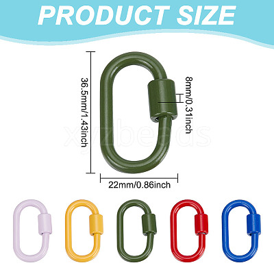 5Pcs 5 Colors Baking Paint Alloy Screw Locking Carabiners FIND-FI0001-12-1