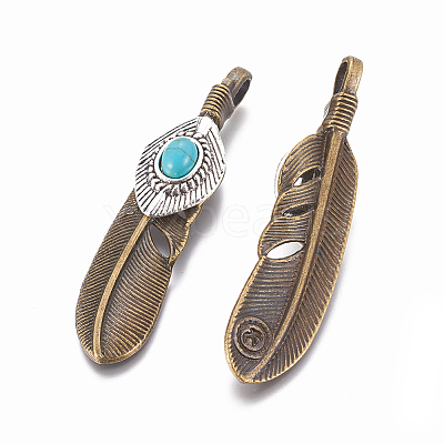 Tibetan Style Alloy Big Pendants TIBEP-G010-01AB-1