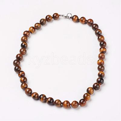 Natural Tiger Eye Beads Necklaces NJEW-F138-8mm-02-1