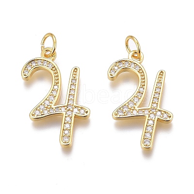 Brass Micro Pave Clear Cubic Zirconia Pendants ZIRC-O035-08G-1
