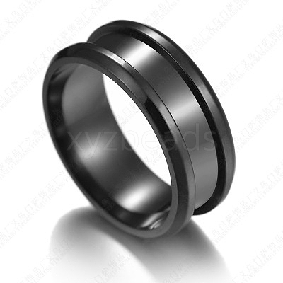 201 Stainless Steel Grooved Finger Ring Settings STAS-TAC0001-10C-B-1