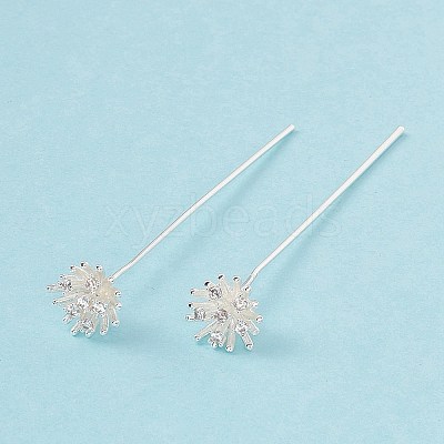 Brass Micro Pave Clear Cubic Zirconia Flower Head Pins LS-KK-G413-01S-1