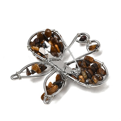 Butterfly Natural Tiger Eye Brooch G-A278-02P-02-1