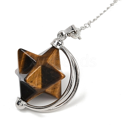 Star Natural & Synthetic Gemstone Pointed Dowsing Pendulums HJEW-Z007-01P-1